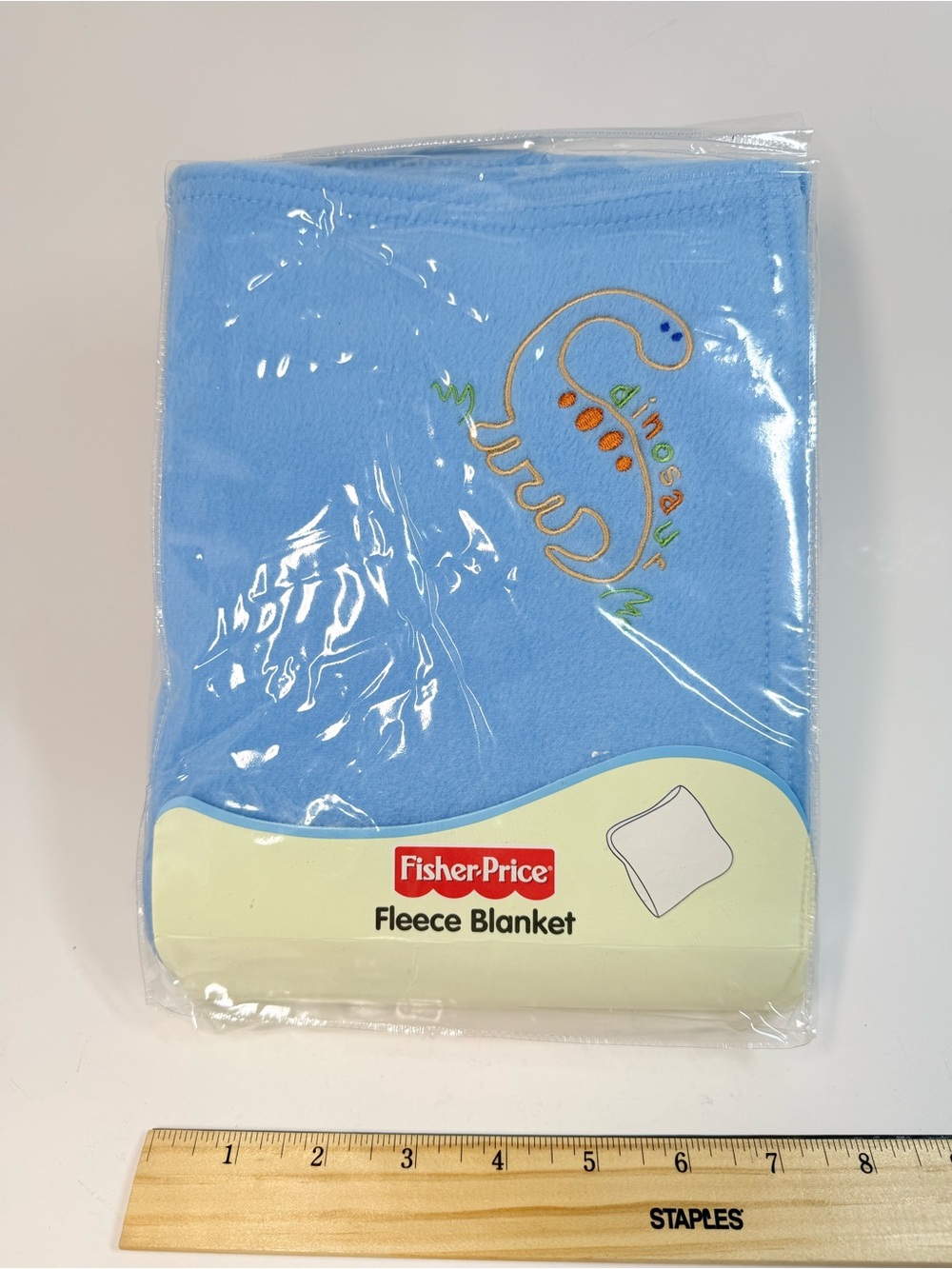 Fisher Price Vintage  Fleece dinosaur blue baby blanket READ**